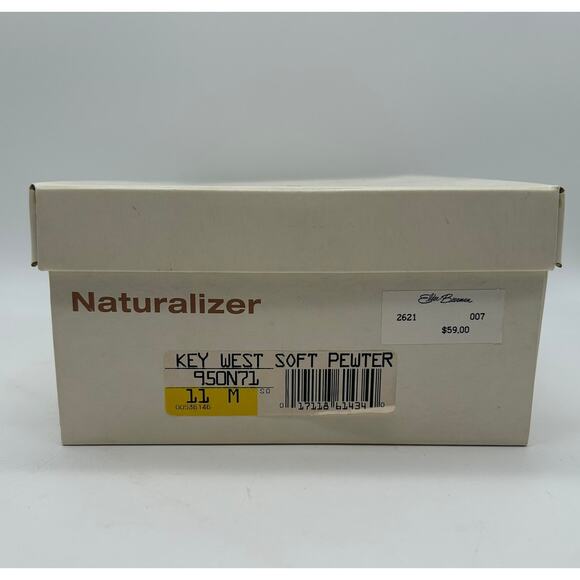 New Naturalizer Pewter Leather Slide Sandals 11 Wedge Slip-On Metallic Comfort - Picture 6 of 14